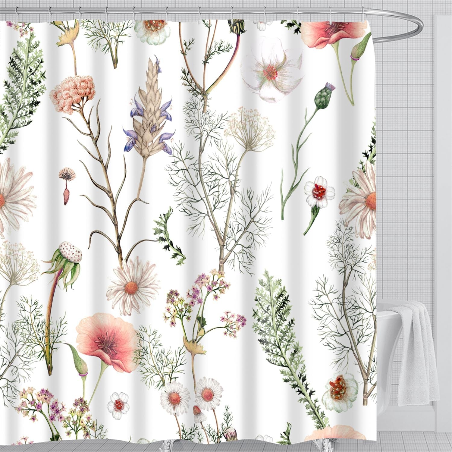 Waterproof Fabric Shower Curtain featuring Banff National Park Smoky Mountain Design, 12 Hooks, 71" x 71" (180 cm x 180 cm), Dark Gray
