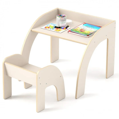 Children's Table and Chair Set Featuring a Spacious Tabletop and Safety-Designed Curved Edges for Playrooms