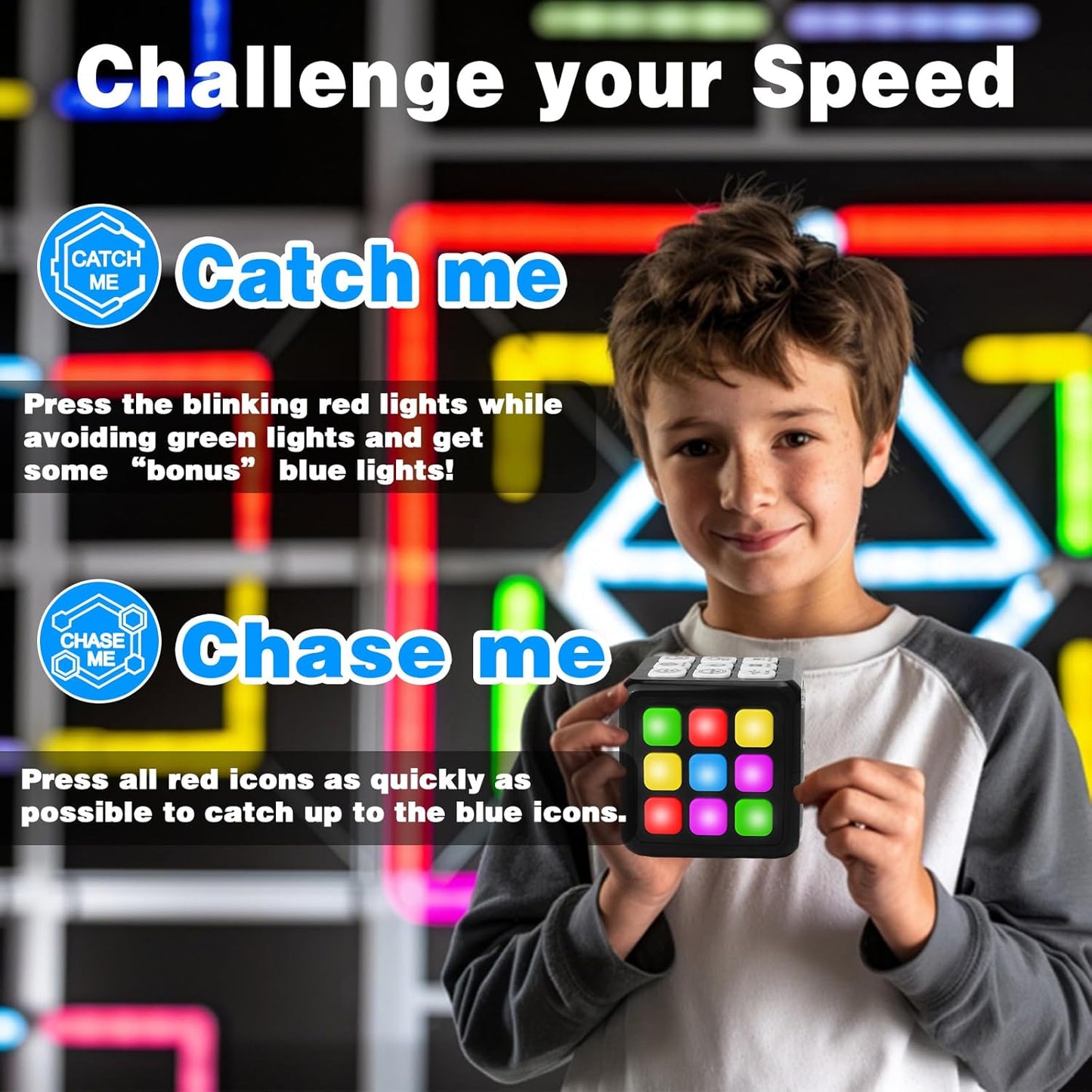 Electronic Memory and Brain Games Cube for Boys Aged 8+: Handheld Toy with Light and Music 