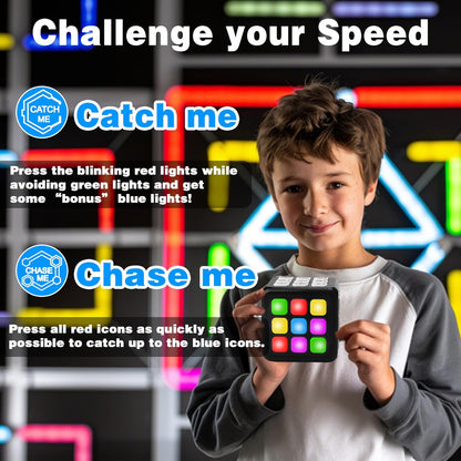 Electronic Memory and Brain Games Cube for Boys Aged 8+: Handheld Toy with Light and Music 