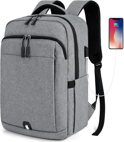 15.6-Inch Anti-Theft Laptop Backpack with USB Charging Port - Large Waterproof Travel Backpack for Work and School, Black