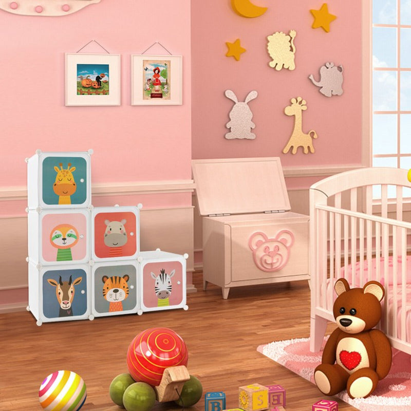 8-Cube Children's Wardrobe with Hanging Section and Doors