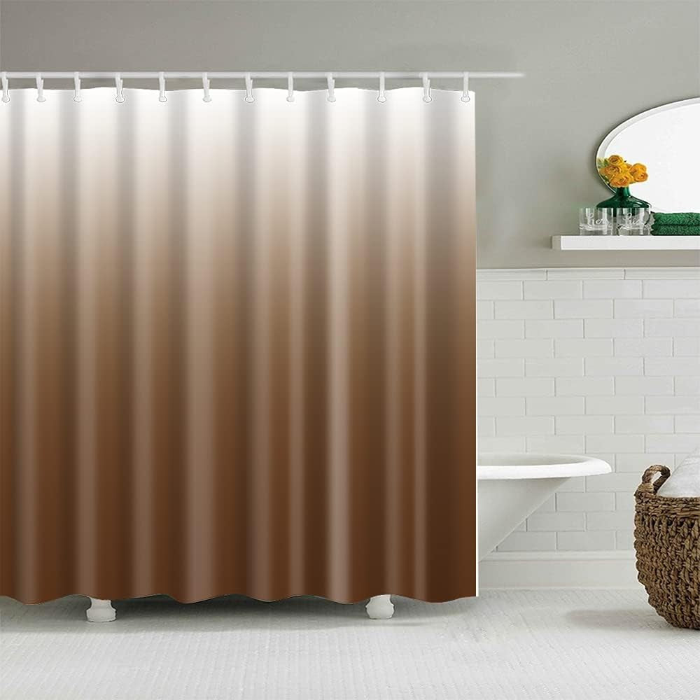 Modern Waterproof Polyester Bath Shower Curtain Set with Hooks and Elegant Design