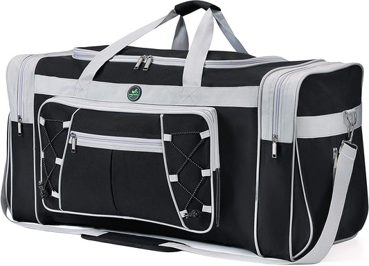 Extra Large Lightweight Oxford Travel Duffle Bag for Men and Women - Waterproof Weekender Overnight Carry-On Luggage (26", Blue Gold)