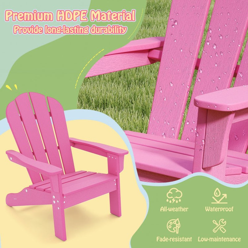 All-Weather HDPE Children's Adirondack Chair with High Backrest and Armrests