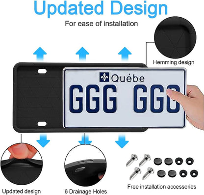 Universal Anti-Theft Silicone License Plate Frame Set, Rustproof Auto Accessories - Cars, SUVs, and Vehicles 