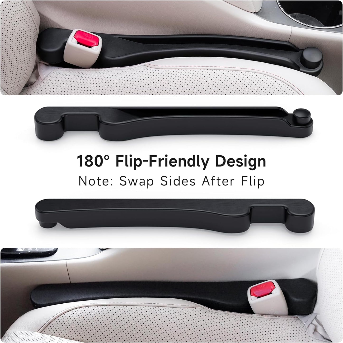 Multifunctional Car Seat Gap Filler Set of 2 - Soft Foam Organizer with Hook Function - Universal Fit 