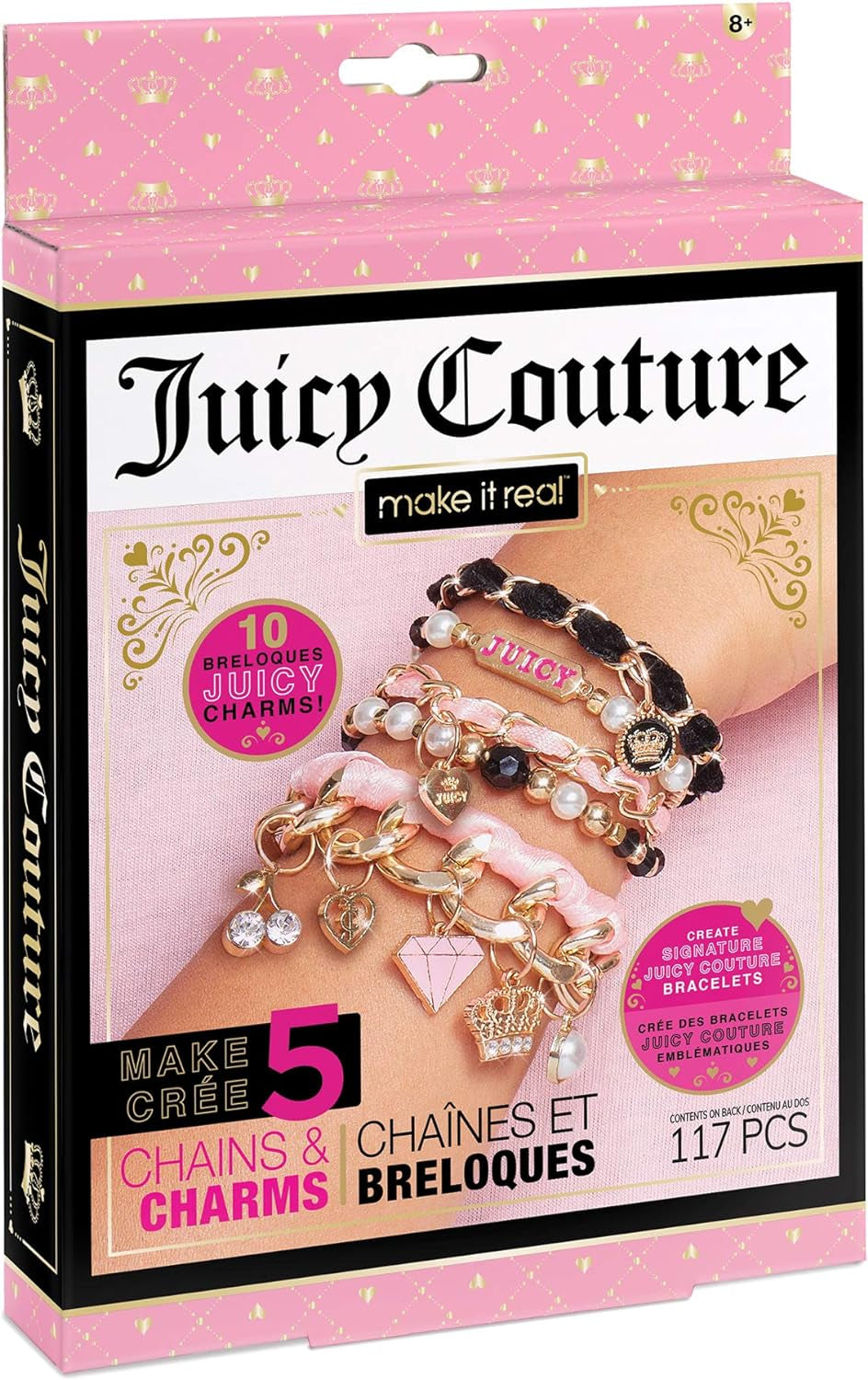 Juicy Couture Mini Chains and Charms DIY Bracelet Making Kit - Friendship Bracelet Set with Charms, Beads, and Cords 
