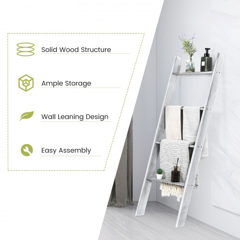 4-Tier Wall Leaning Ladder Shelf Stand