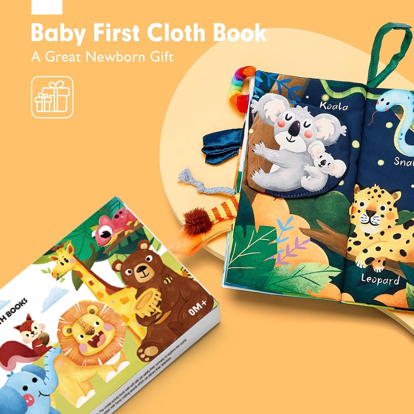 Jungly Tails Touch Feel Crinkle Cloth Book for Infants - Ideal for Newborns Aged 0-12 Months