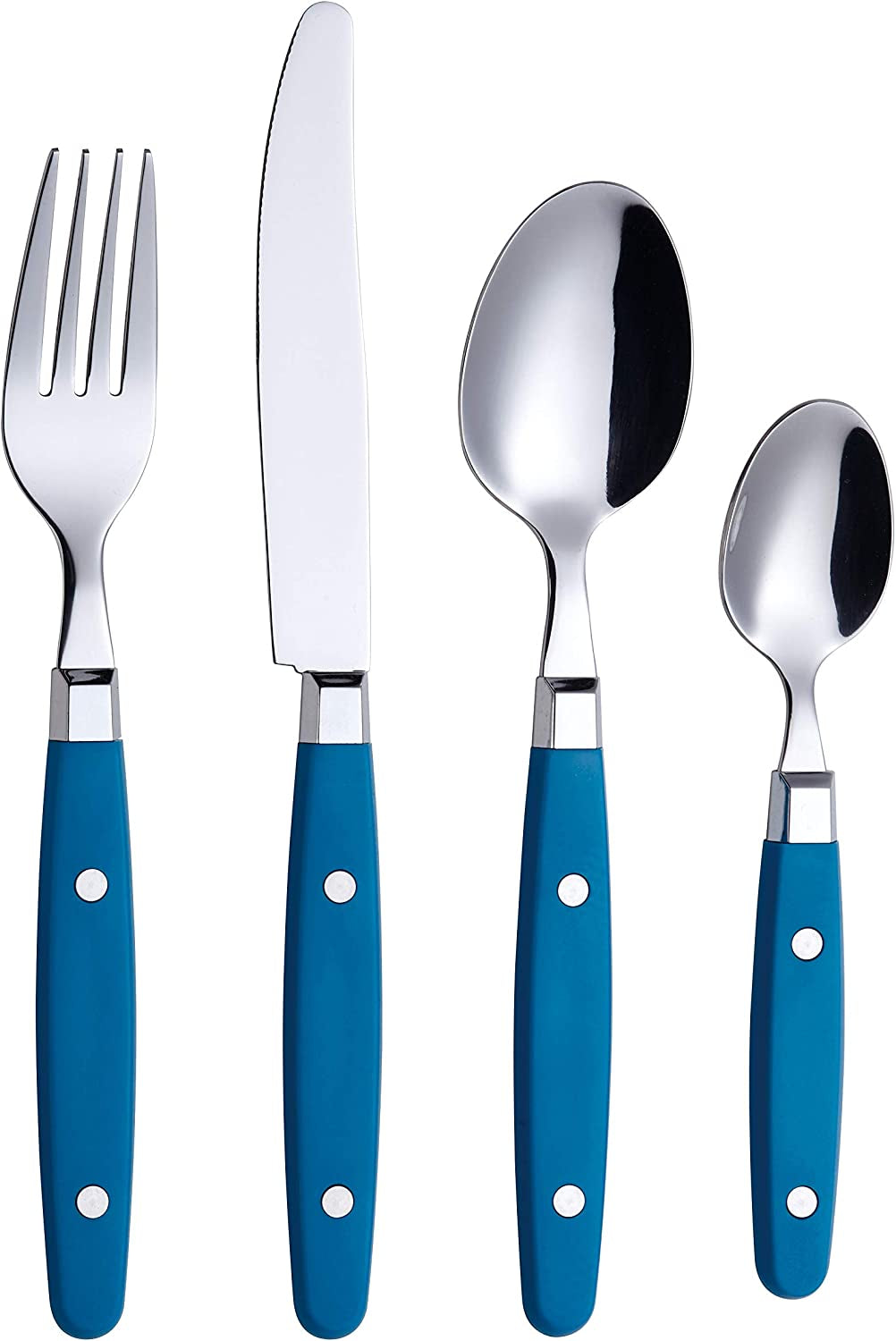 20-Piece Stainless Steel Silverware Set with Colorful Riveted Handles in Retro Morandi Design