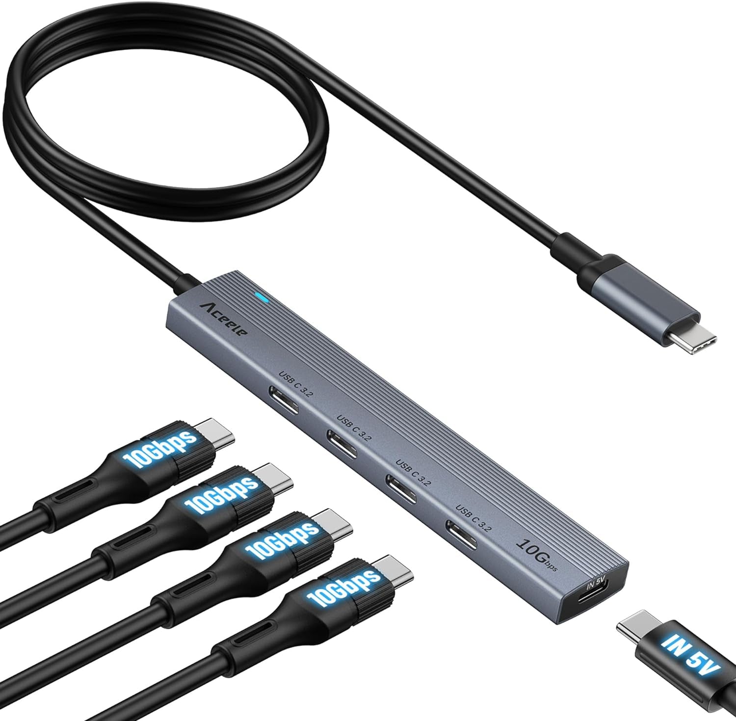 Ultra Slim USB 3.0 Hub with 4 Ports and 4Ft Extended Cable  Laptops, USB Flash Drives, Mobile Hard Drives
