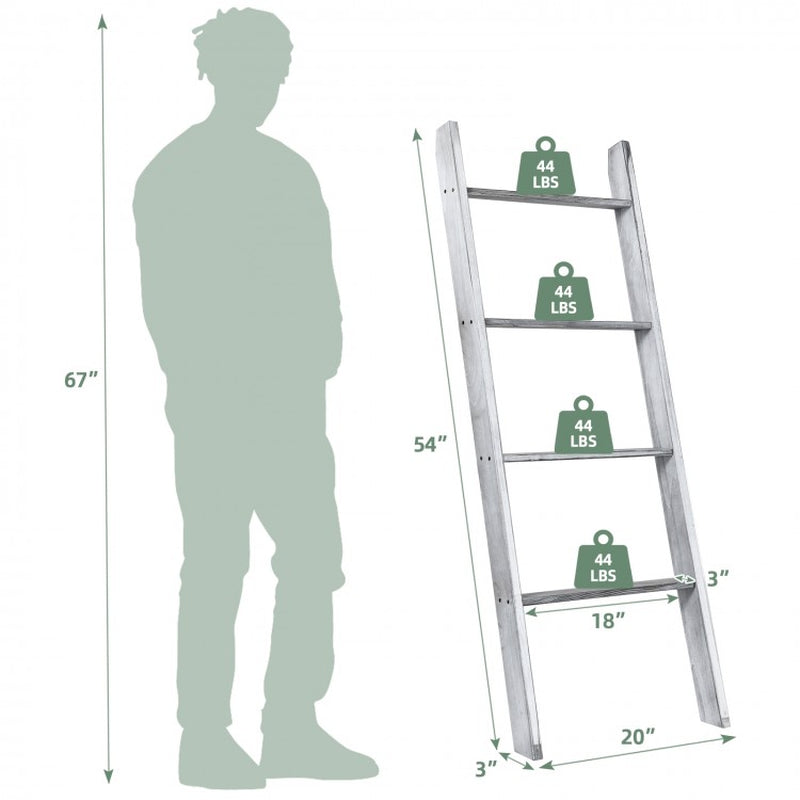 4-Tier Wall Leaning Ladder Shelf Stand