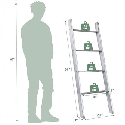 4-Tier Wall Leaning Ladder Shelf Stand