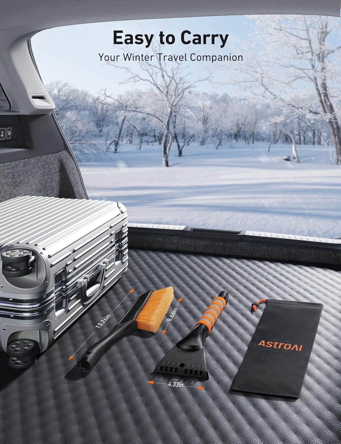 27-Inch Durable Snow Brush - Detachable Ice Scraper, Ergonomic Foam Grip for Vehicles - ABS and PVC Construction