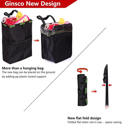 Foldable Car Trash Can - 3 Gallon Capacity, Water-Resistant and Leakproof Design, Car Organization (Black)