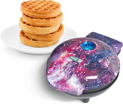 Mini Waffle Maker Machine - Compact 4" Appliance for Individual Waffles, Paninis, Hash Browns, and On-the-Go Meals in Aqua