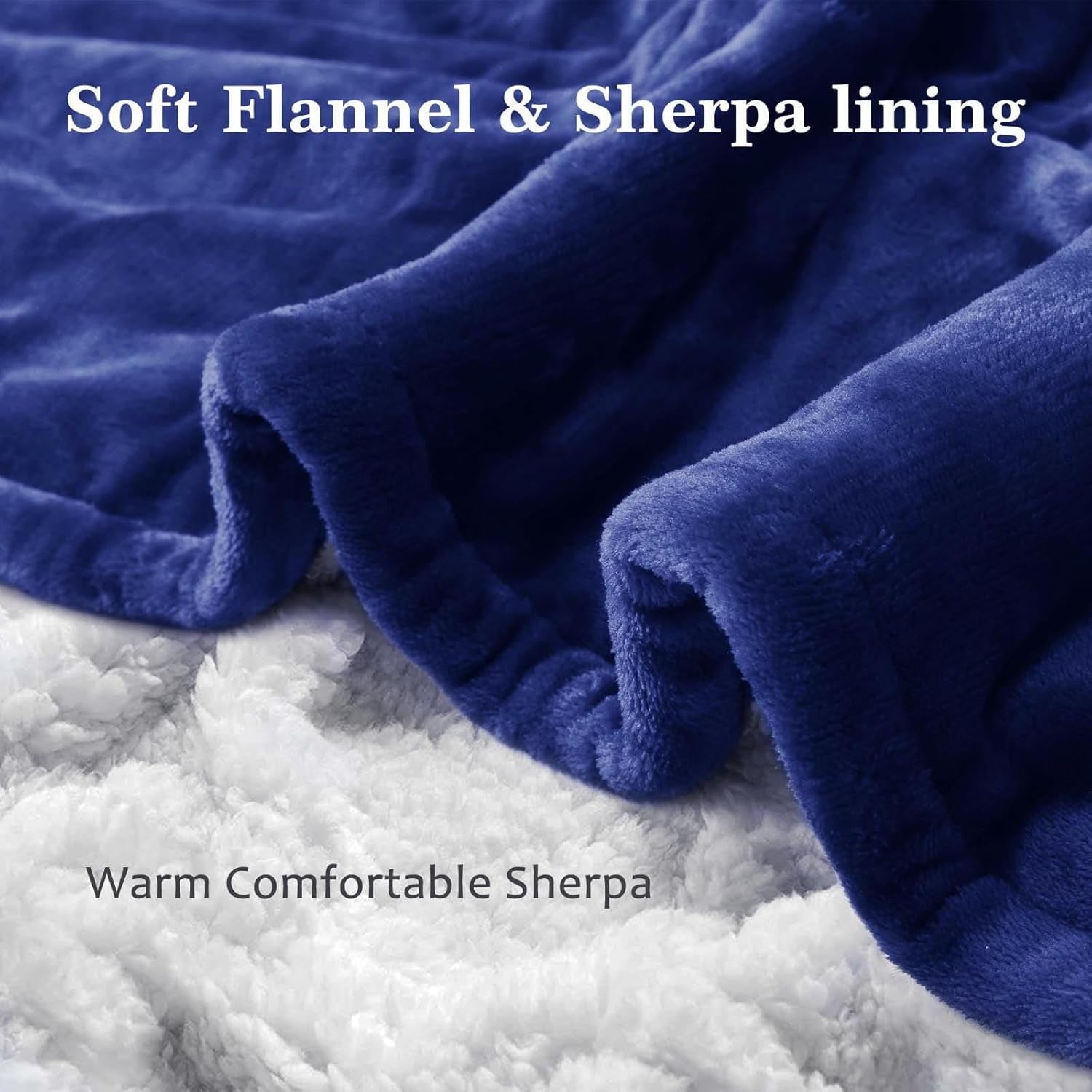 Reversible Electric Heated Blanket - Flannel/Sherpa, Fast Heating with 3 Temperature Settings, 4-Hour Auto Shut-Off, ETL Certified, Machine Washable, 50" x 60