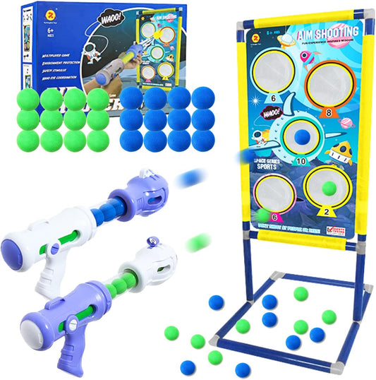 Foam Ball Popper Shooting Game Set for Children Ages 6+ Includes 2 Air Guns, Shooting Target, and 24 Foam Balls