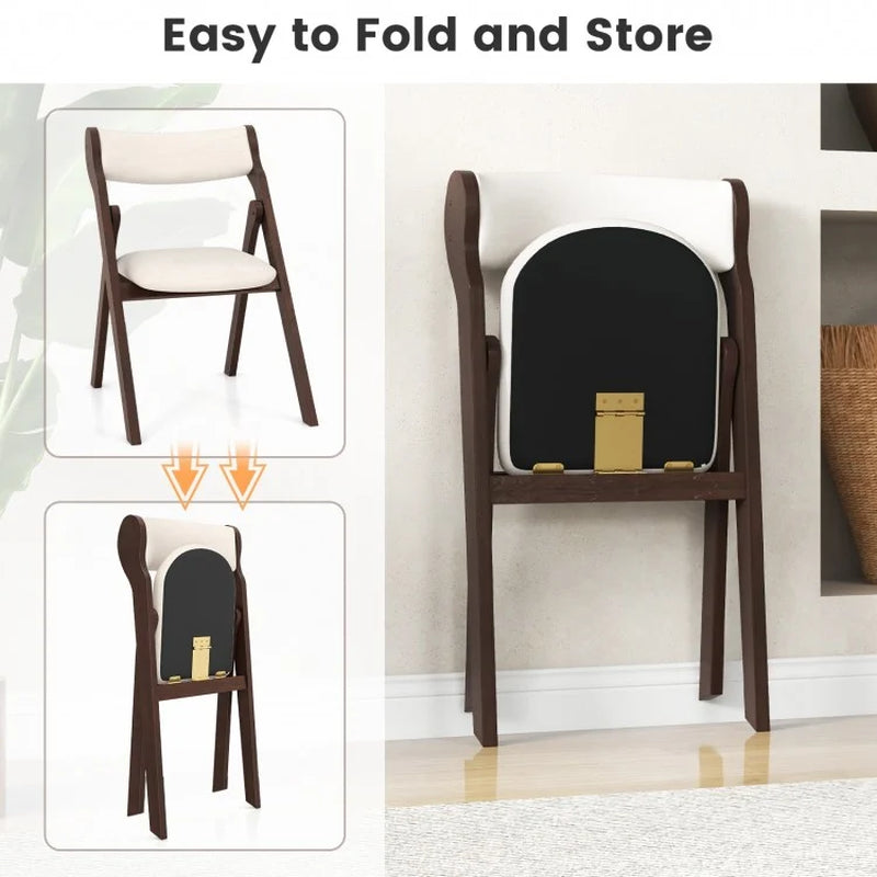Set of 2 Folding Chairs with Cushioned Backrest and Seat for Enhanced Comfort