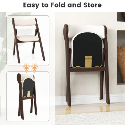 Set of 2 Folding Chairs with Cushioned Backrest and Seat for Enhanced Comfort