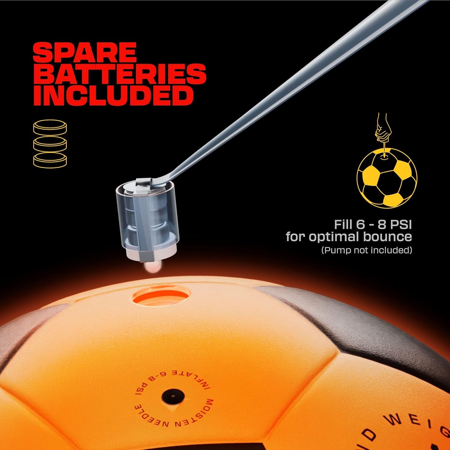 Illuminated Soccer Ball - Glow in the Dark Size 5 Sports Equipment for Children and Teens Aged 8+