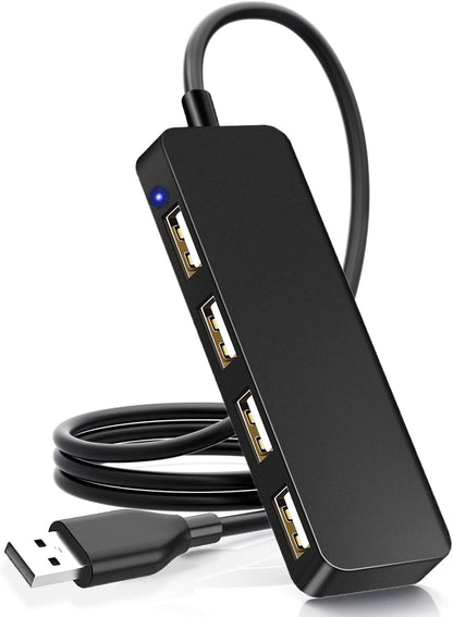 4-Port USB Hub Adapter - Multi USB Port Expander for Laptops, USB Flash Drives, Mobile HDD (30cm)