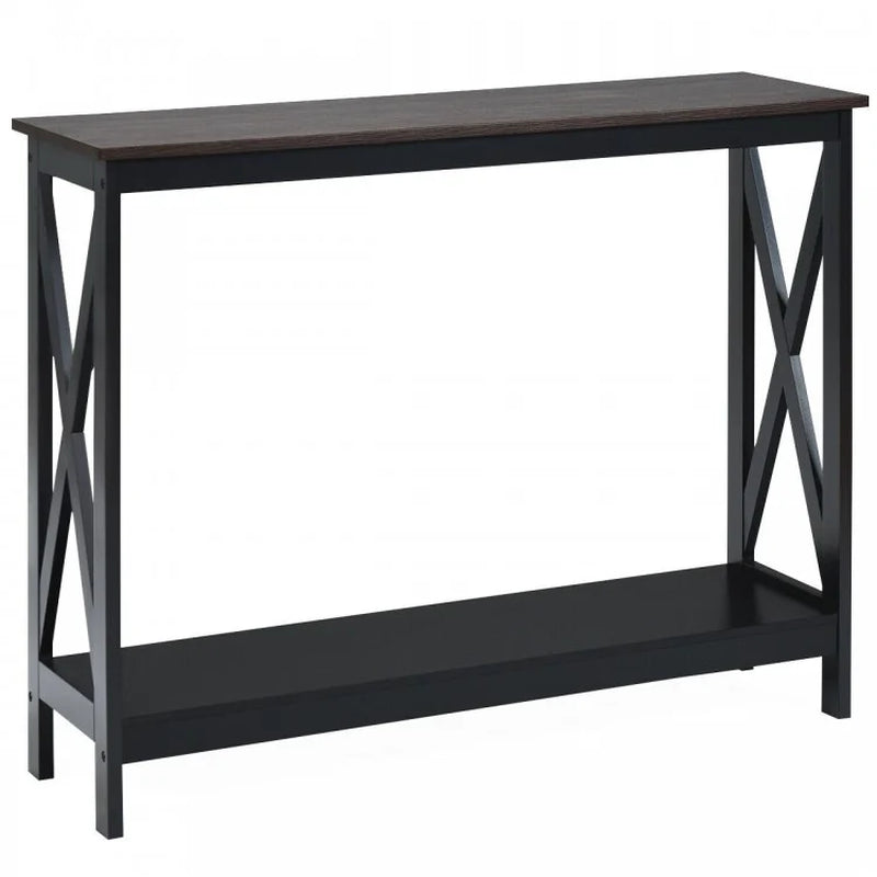 2-Tier X-Design Console Table for Sofa Side Accent