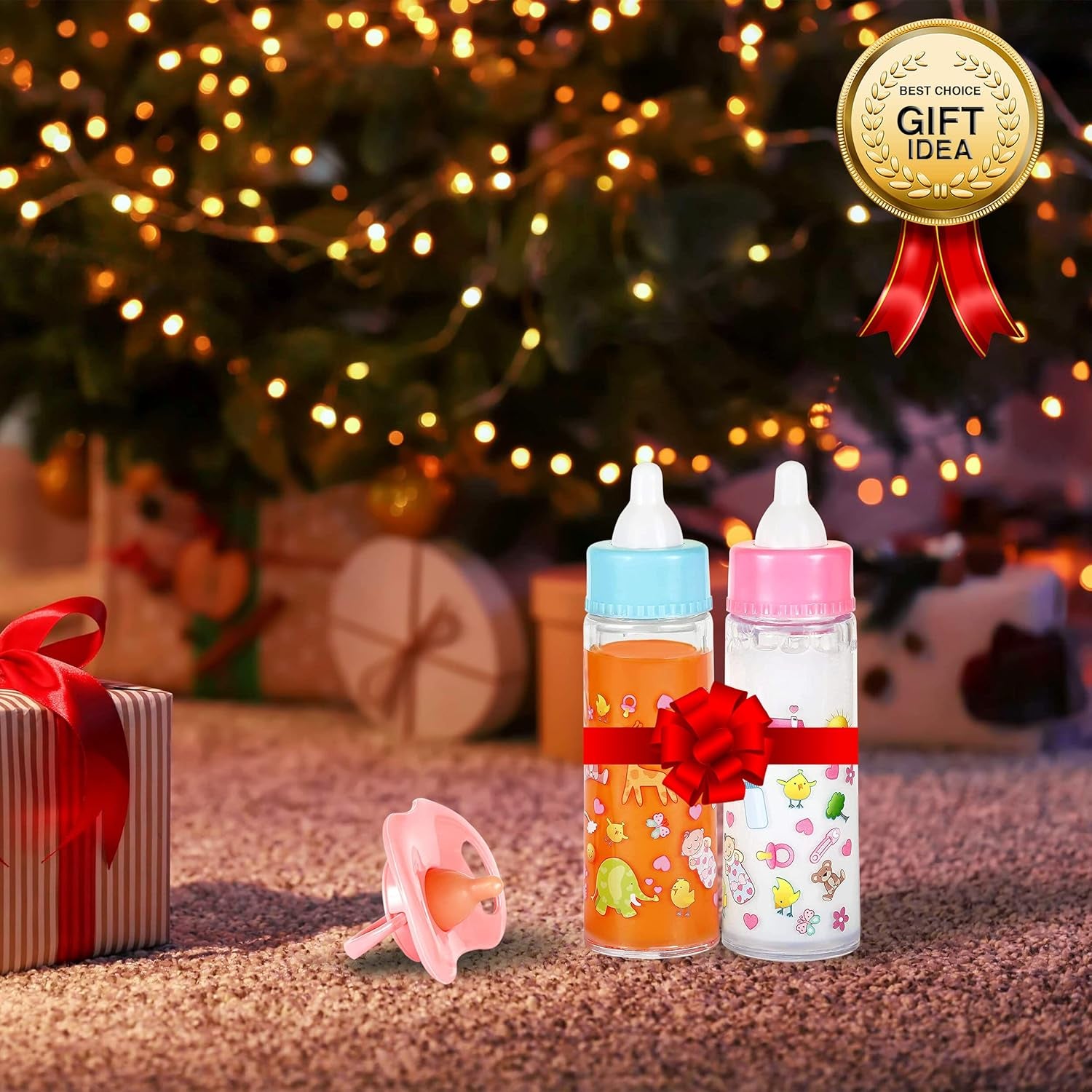 My Sweet Baby Disappearing Magic Bottles Set - Includes 1 Milk Bottle, 1 Juice Bottle, and Pacifier for Baby Doll (Colorful)