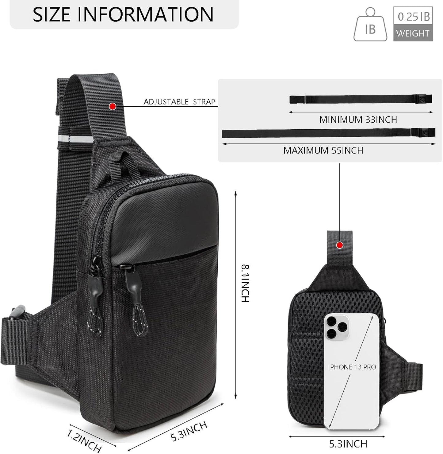 Compact Waterproof Crossbody Sling Bag for Travel - Unisex Casual Design