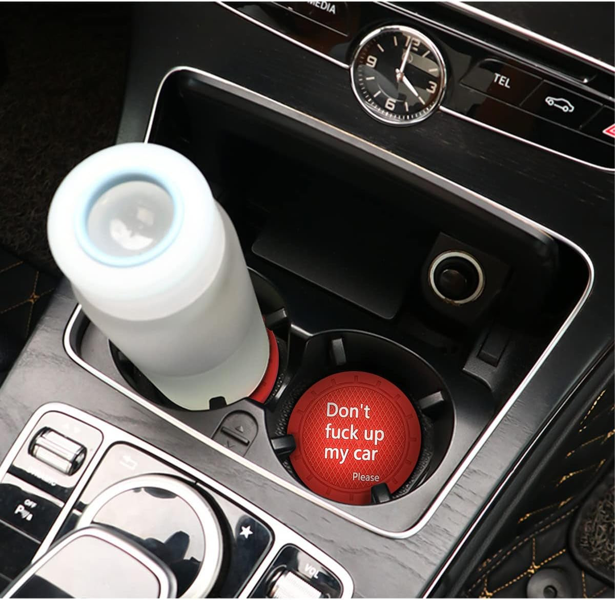 Car Cup Holder Coasters - Set of 2, 2.75 Inch Non-Slip PVC Insert Coasters, Anti-Scratch Cup Mats - Universal Fit 