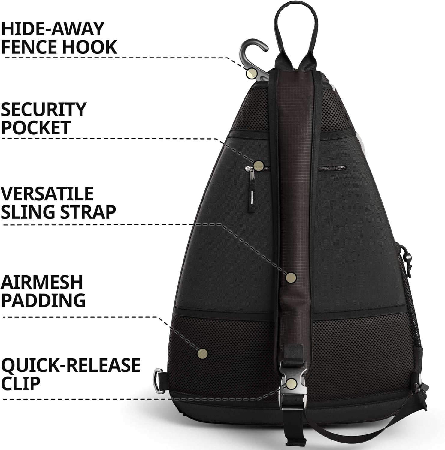 Sling Bag - Versatile Crossbody Backpack for Pickleball, Tennis, Racketball, and Travel for All Genders