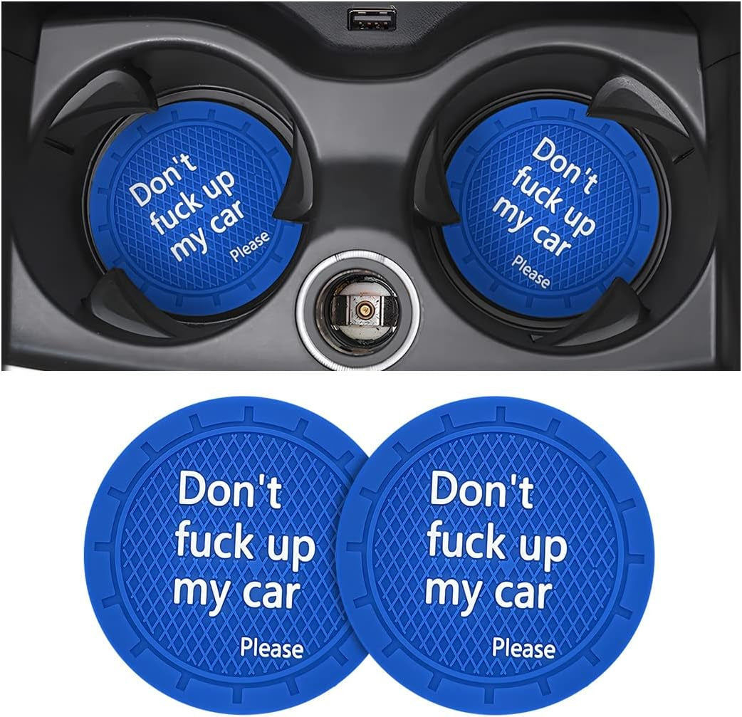 Car Cup Holder Coasters - Set of 2, 2.75 Inch Non-Slip PVC Insert Coasters, Anti-Scratch Cup Mats - Universal Fit 