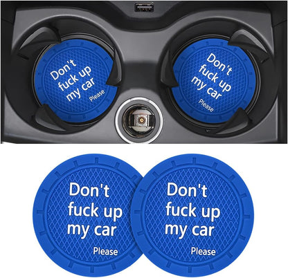 Car Cup Holder Coasters - Set of 2, 2.75 Inch Non-Slip PVC Insert Coasters, Anti-Scratch Cup Mats - Universal Fit 