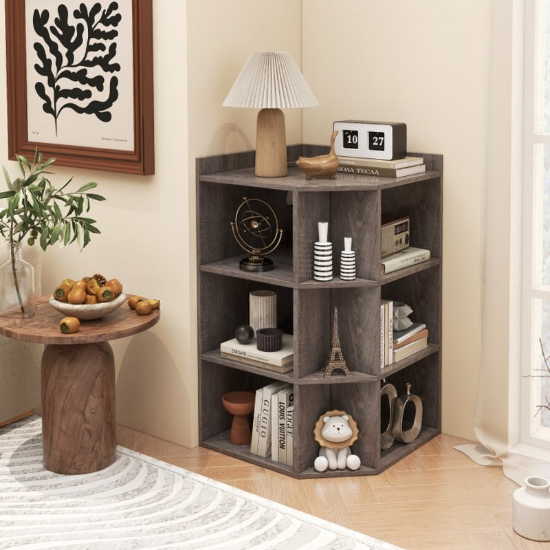 3-Tier Corner Cabinet with Integrated Charging Station for Bedroom Use