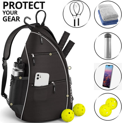 Sling Bag - Versatile Crossbody Backpack for Pickleball, Tennis, Racketball, and Travel for All Genders