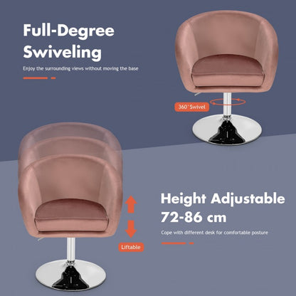 360-Degree Swivel Accent Chair with Round Back and Chrome Frame for Makeup Application