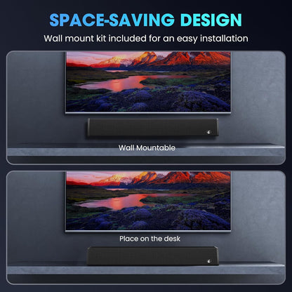 24-Inch Bluetooth Sound Bar for TV with Surround Sound System and Multiple Connectivity Options (Arc, Optical, USB, Aux)