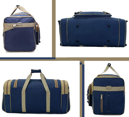 Extra Large Lightweight Oxford Travel Duffle Bag for Men and Women - Waterproof Weekender Overnight Carry-On Luggage (26", Blue Gold)