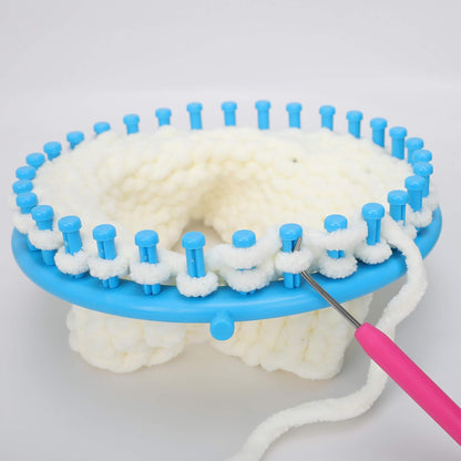 Professional Round Knitting Loom Kit with Hook, Yarn Needle, and Pompom Maker for Creating Hats, Scarves, and Socks