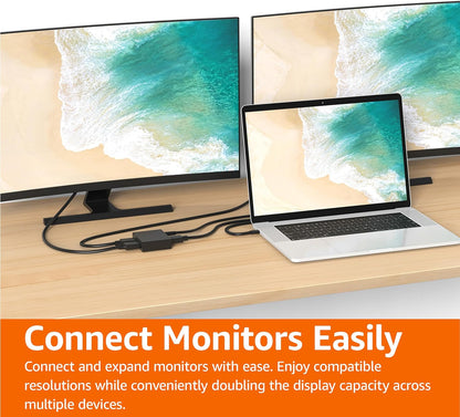 HDMI Splitter 1x2, 4K@30Hz Dual Monitor Support, Mirroring Function, Black