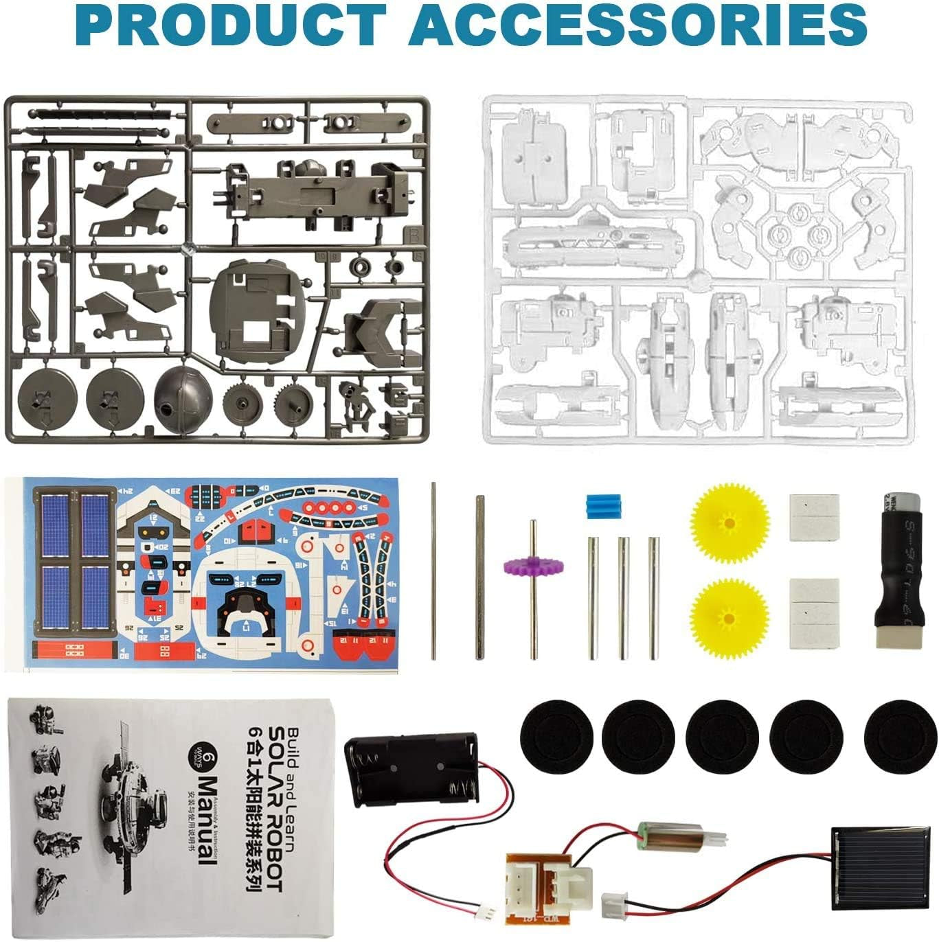Educational Solar Robot Toys- Ages 8-13 - 6-in-1 DIY Science Kits for Building Experiments 