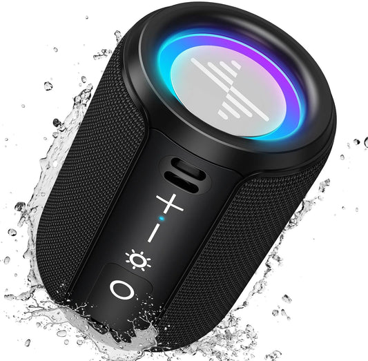 Portable Bluetooth Speakers with TWS Technology, IPX5 Waterproof Rating, Colorful LED Lights, Type C and TF Card Support 