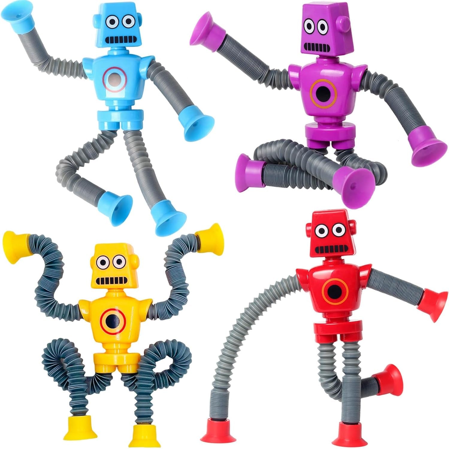Pop Tubes Robot Fidget Toys 7 Pack of Colorful Telescopic Suction Cup Robotics-Ages 5+ Ideal Sensory Toys for Autism