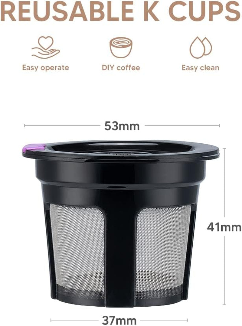 Universal Fit Reusable K Cups - 6 Pack Eco-Friendly Coffee Filters with Food Grade Stainless Steel Mesh for Keurig 1.0 and 2.0 Brewers