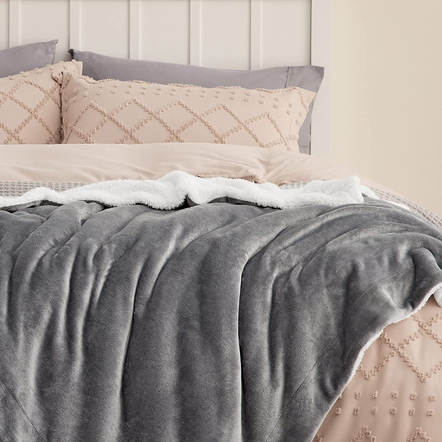 Throw Blanket - Luxurious Soft and Warm Sofa Blanket, Grey, 50x60 Inches