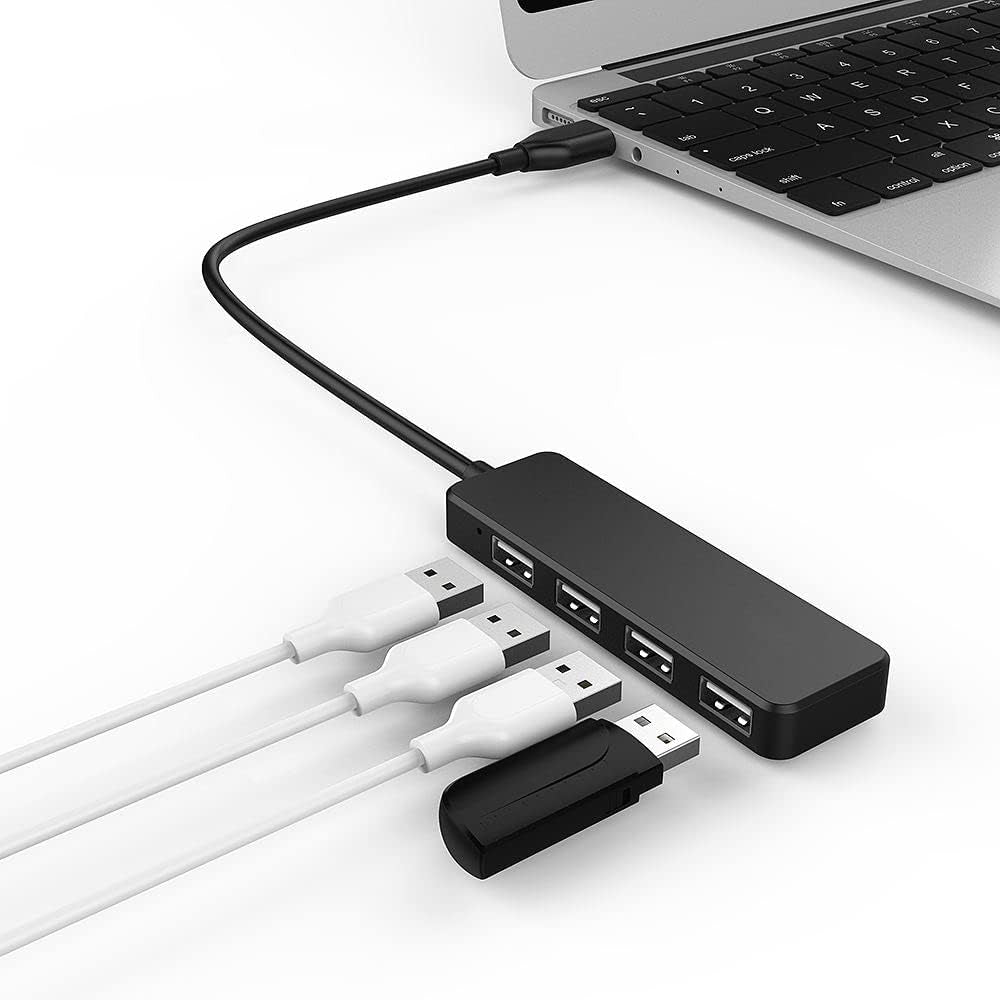4-Port USB Hub Adapter - Multi USB Port Expander for Laptops, USB Flash Drives, Mobile HDD (30cm)