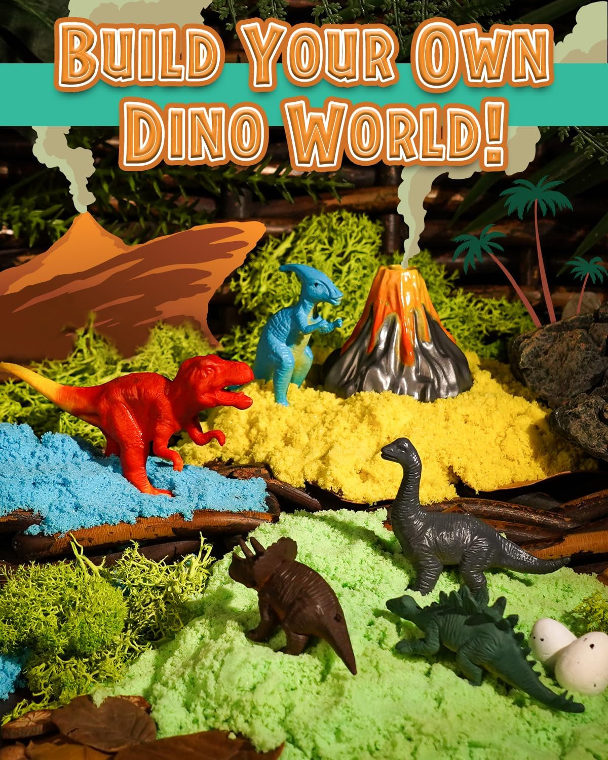 Illuminated Dinosaur Terrarium Kit for Children - DIY Arts & Crafts for Ages 4+LED Night Light with Remote Control