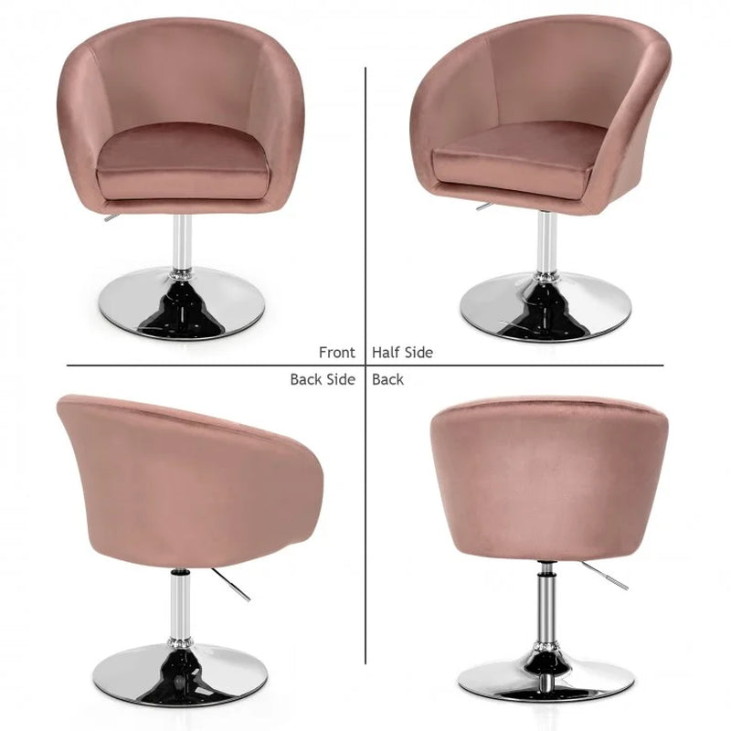 360-Degree Swivel Accent Chair with Round Back and Chrome Frame for Makeup Application