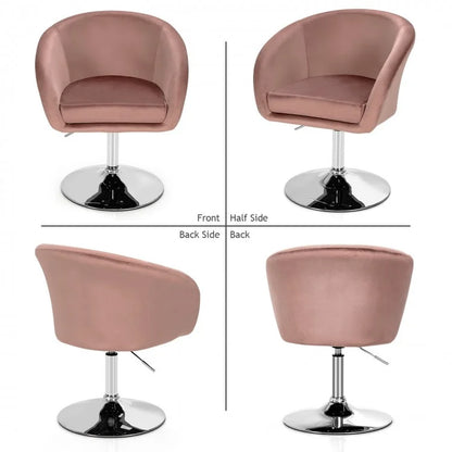 360-Degree Swivel Accent Chair with Round Back and Chrome Frame for Makeup Application